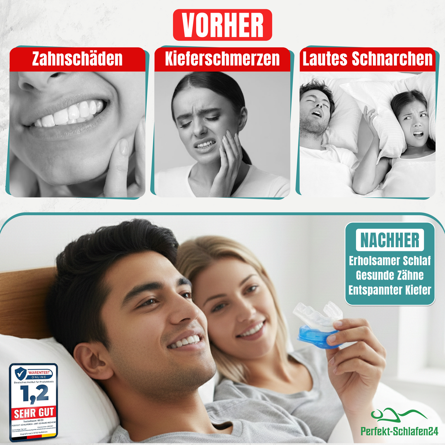 Anti Schnarch Schiene gegen Schnarchen – Schnarchstopper Knirscherschiene für Nacht | Sofort Einsatzbereit Zahnschiene