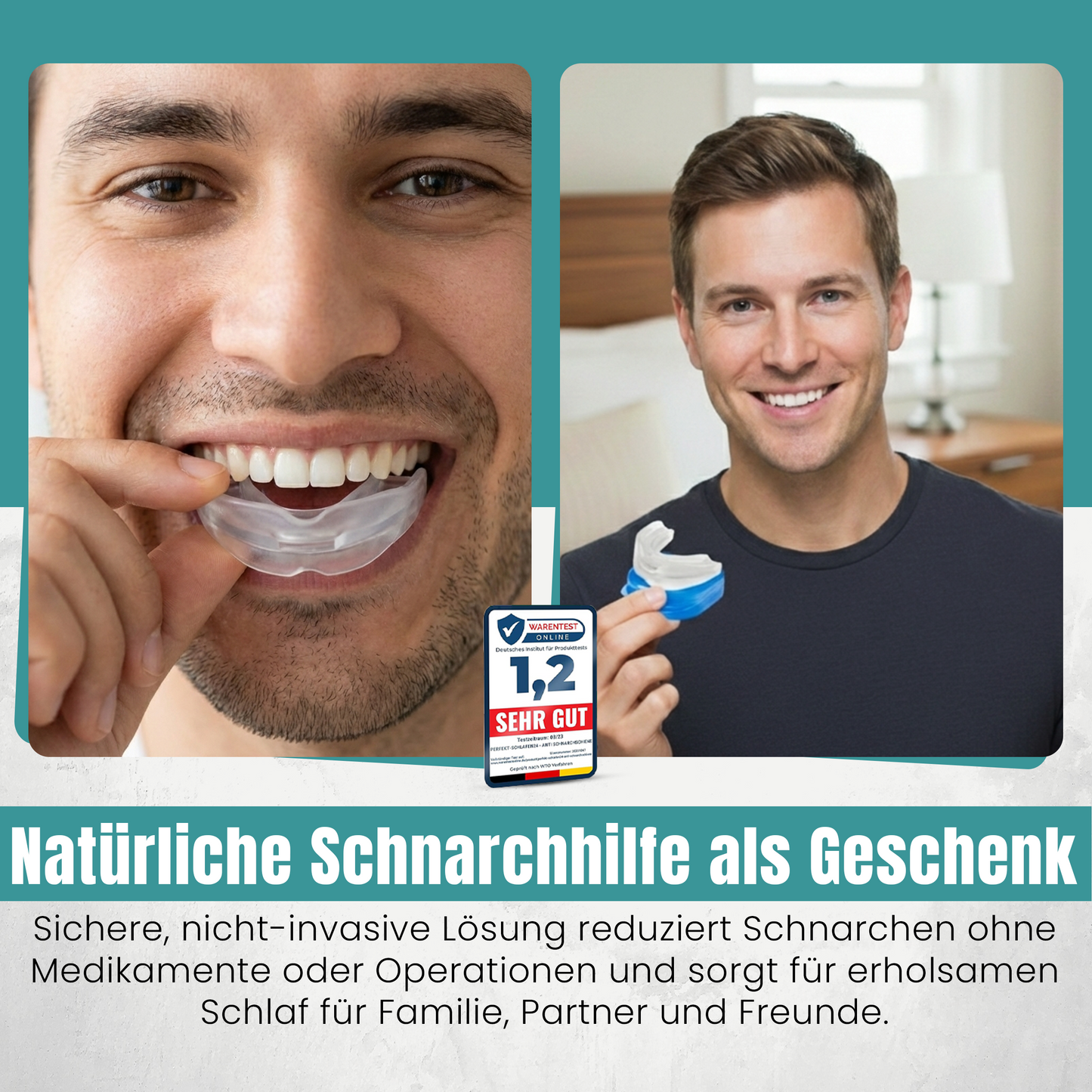 Anti Schnarch Schiene gegen Schnarchen – Schnarchstopper Knirscherschiene für Nacht | Sofort Einsatzbereit Zahnschiene