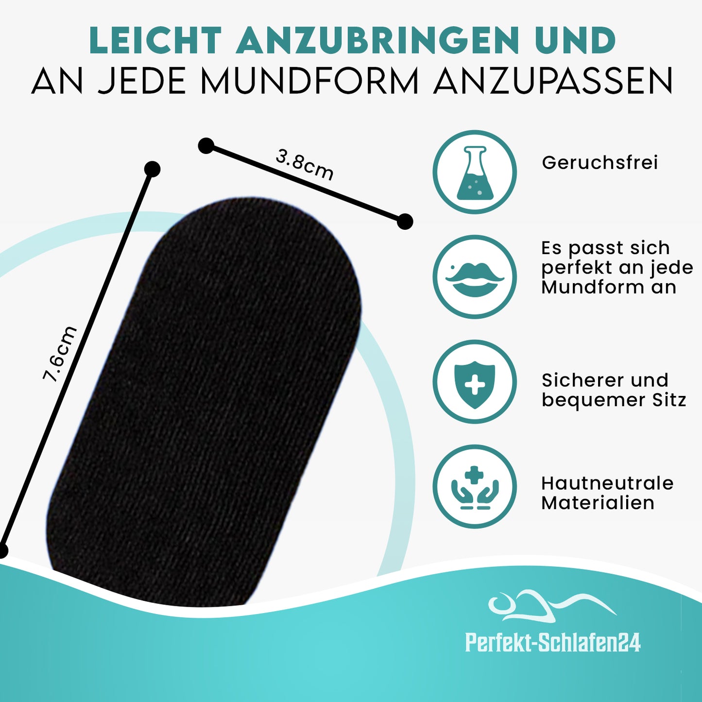 30 x Antischnarch Mundpflaster in Schwarz, Mundtapes zum Schlafen